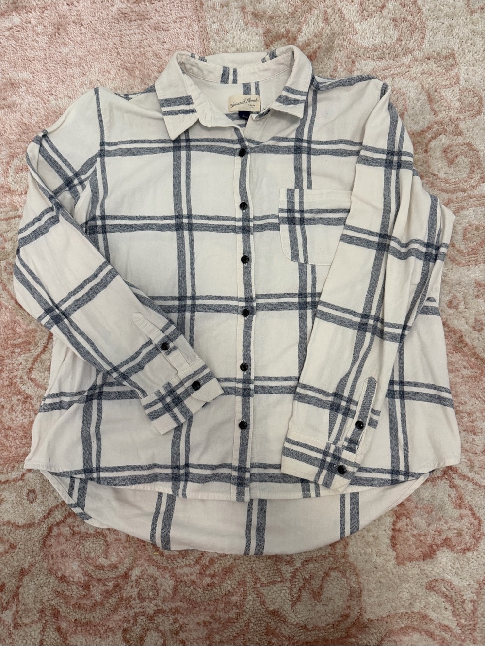 Universal Thread White and Blue Plaid Button-Down Shirt